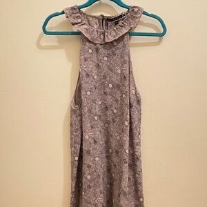 New Tocca halter top 100% silk size 4 , cream and black, waving stripes and dots